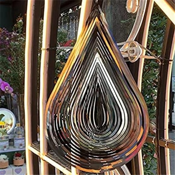 Wind Spinner Stainless Steel 3D Flowing Light 12“x 8“ with 360° Rotating Hook - Picture 5 of 6